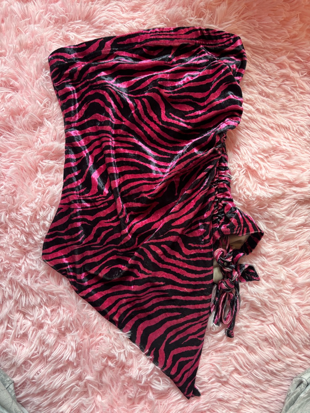 ROMWE Pink and Black Zebra Velvet Cami